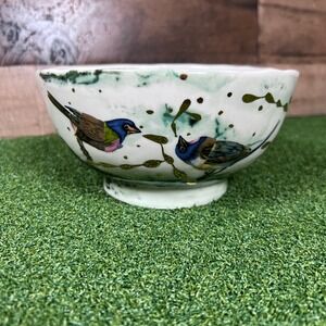 Anthropologie Ryan Hoffmann Decorative Bowl Bird Motif Footed Bowl Display Decor